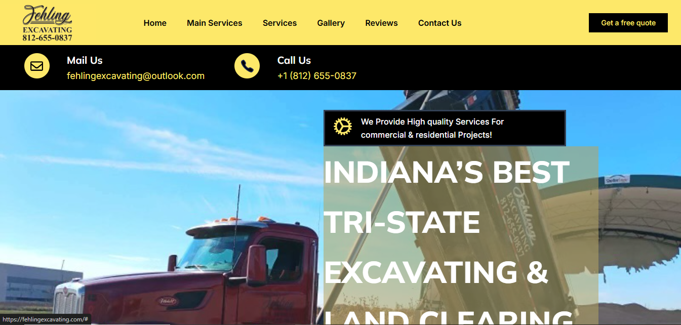 Fehling Excavating website screenshot
